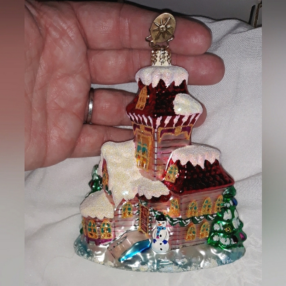 2002 CHRISTOPHER RADKO Christmas Ornament  MIDNIGHT MAGIC Pink House
